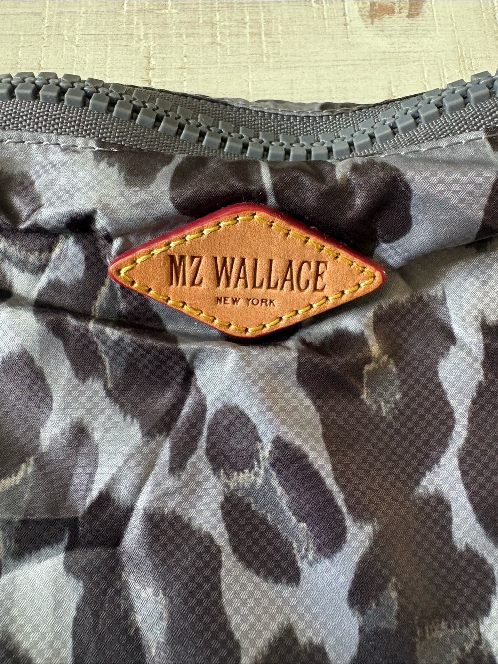 MZ Wallace Gray Quilted Tote with Leopard Print Pouch - Picture 4 of 11